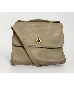 Vintage Coach  Leather Court Satchel Crossbody 9870 in Bone / Cream